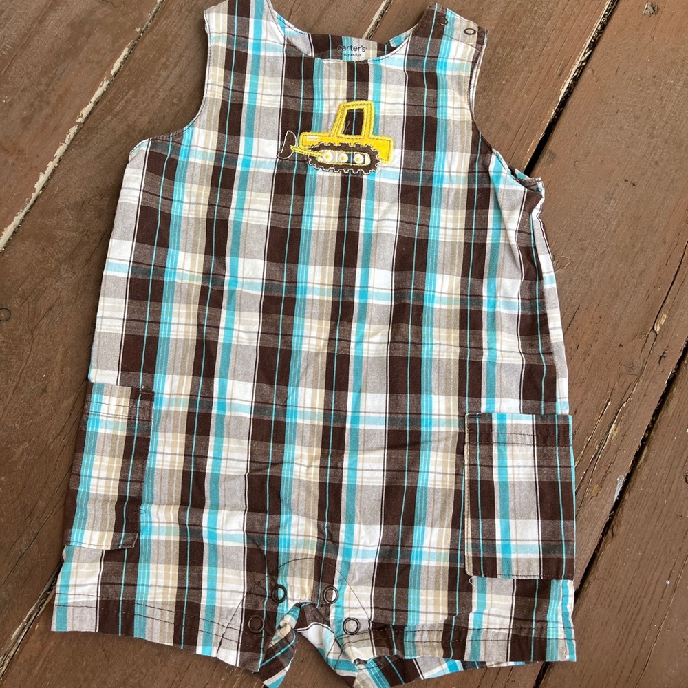 Carter's Plaid Romper Overalls